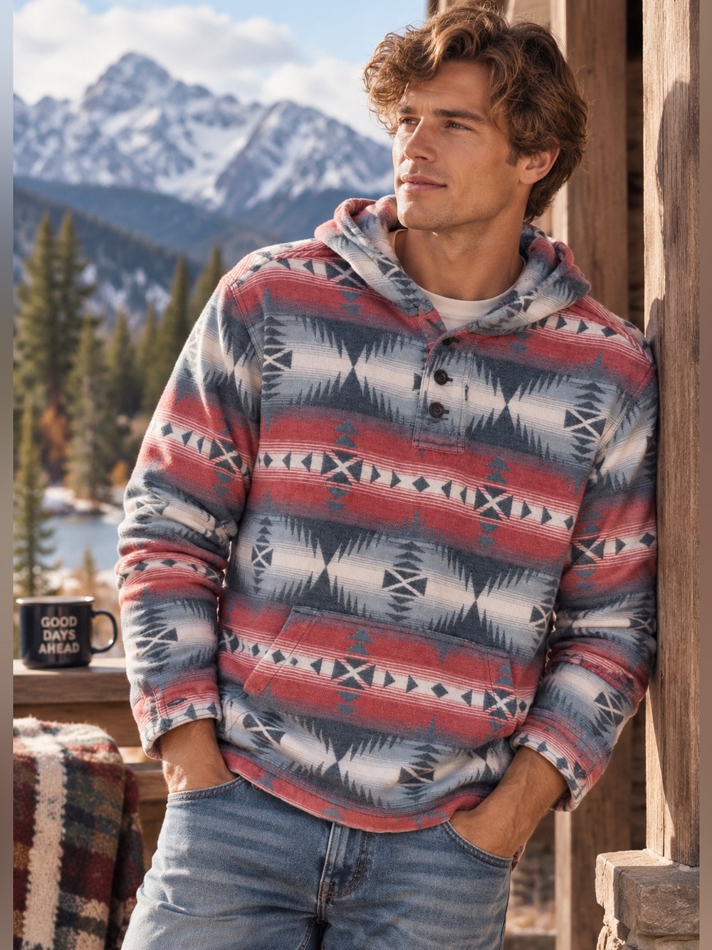 Faherty Blanket Baja Hoodie, in Colorado Jewel - Picture 1 of 9